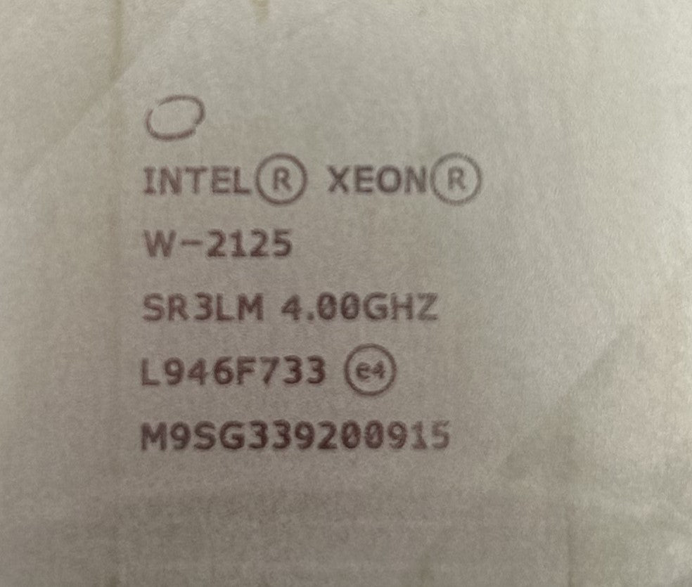 Intel SR3LM W-2125 4.0GHZ/8.25MB/120W/4C Xeon LGA2066, Used