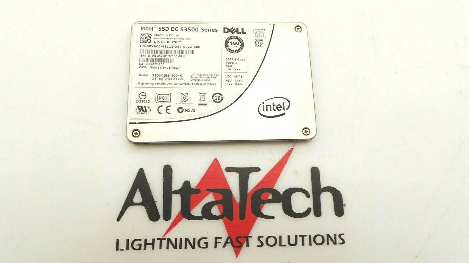 Intel SSDSC2BB160G4R Intel DC S3500 SSDSC2BB160G4R 160GB SSD SATA 2.5 6G Dell PX9CC Solid State Drive, Used