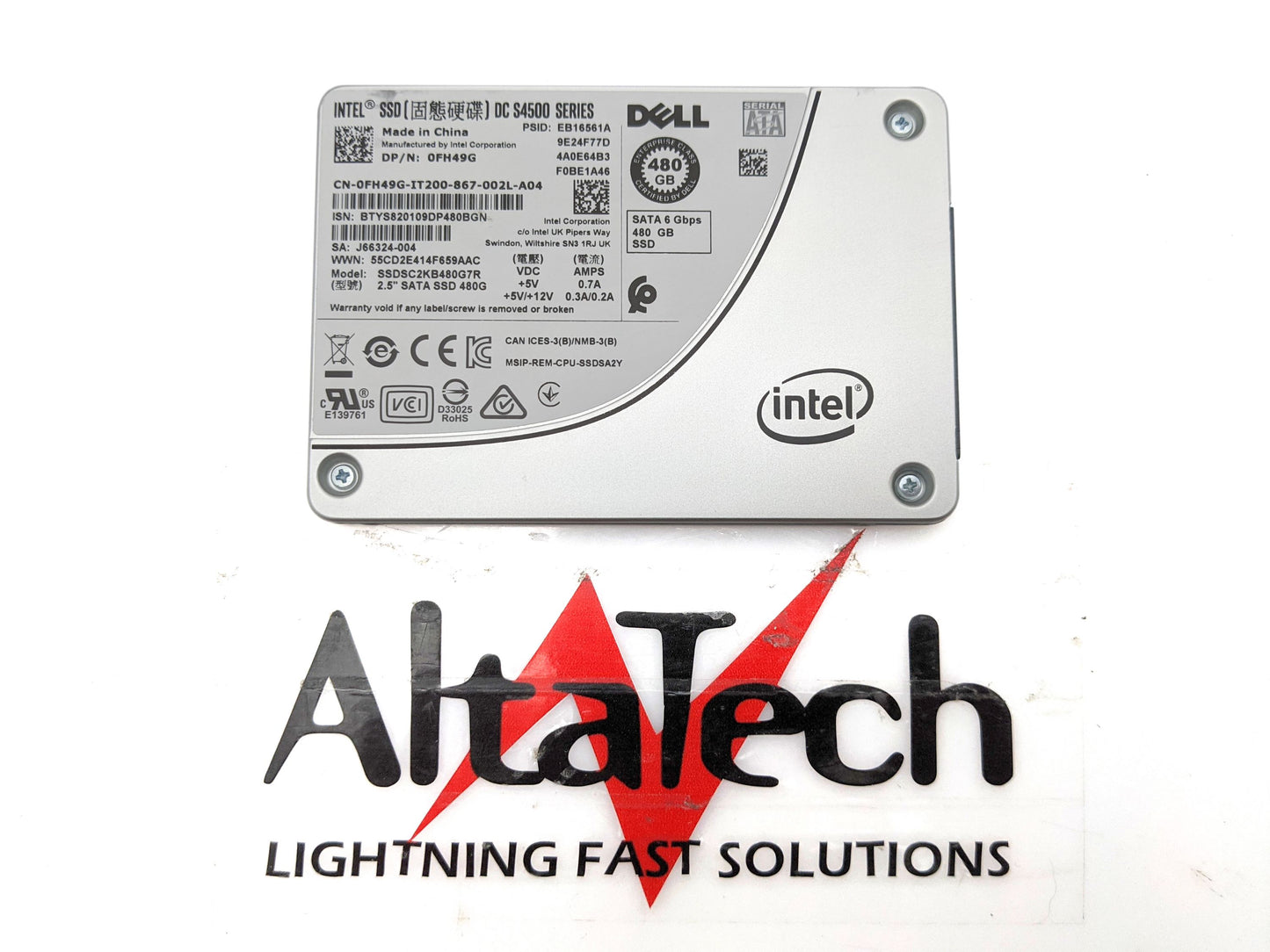 Intel SSDSC2KB480G7R Intel S4500 SSDSC2KB480G7R 480GB SSD SATA 2.5" RI Read Intensive Dell FH49G Solid State Drive, Used