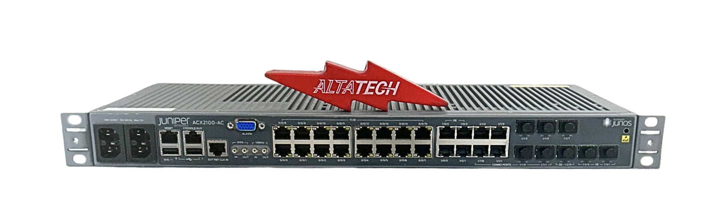 Juniper Networks ACX2100-AC 16x T1/E1 2x 10GbE SFP+ 10x GbE Dual AC, Used