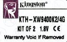 Kingston KTH-XW9400K2/4G 4GB (2X2GB) DDR2 ECC PC2-5300 667MZ, Used