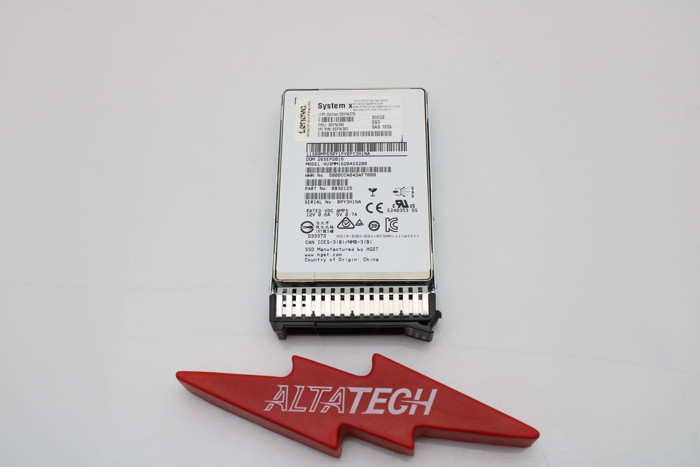 Lenovo 00FN380 200GB 12G 2.5" SAS SSD, Used