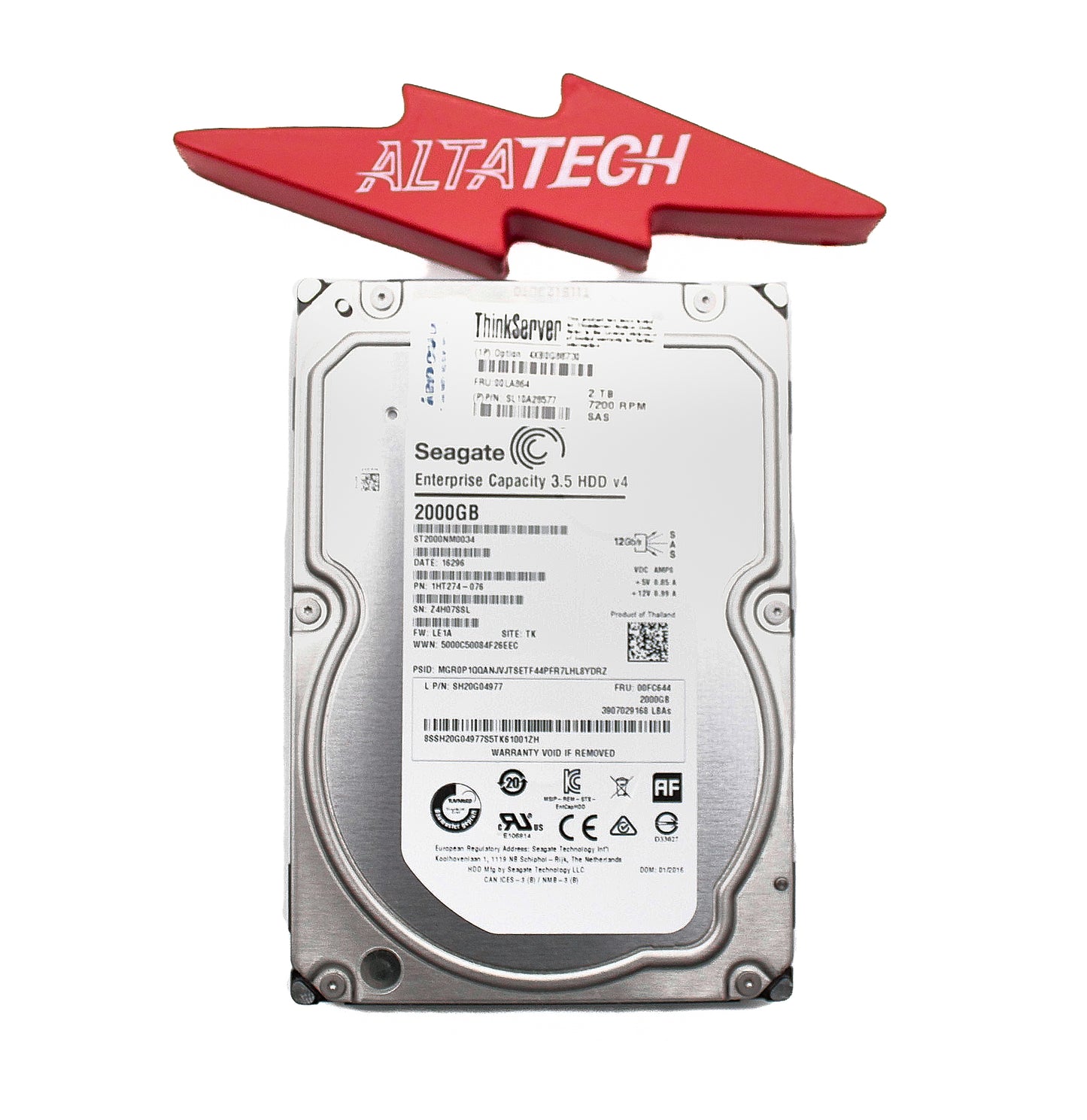 Lenovo 00LA864 2TB 7.2K 3.5" SAS HDD, Used