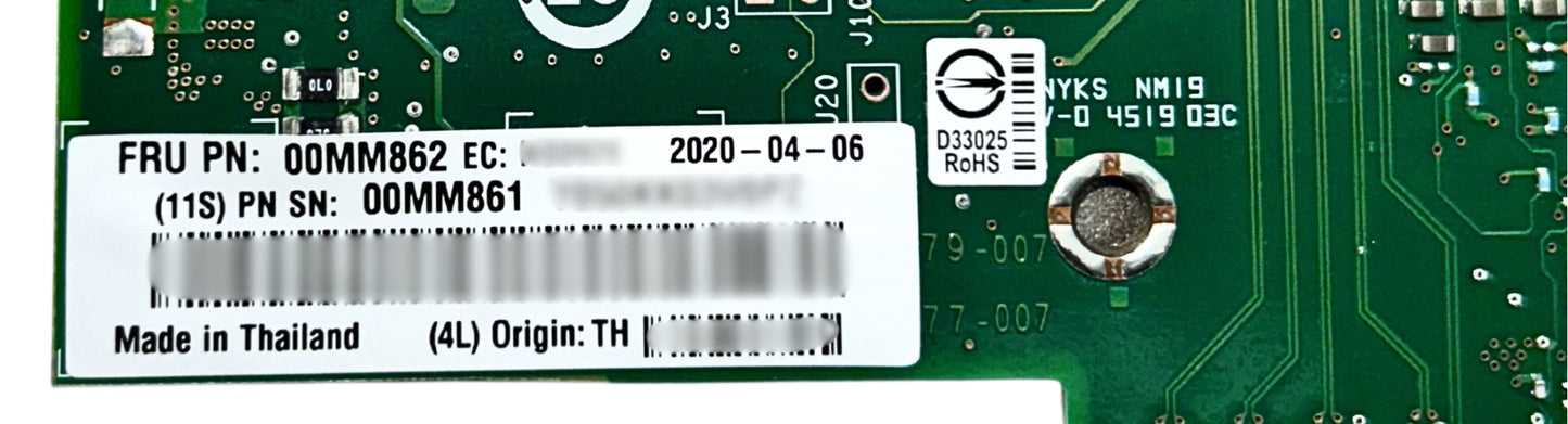 Lenovo 00MM862 X550-T2 10GBASE-T 2 PORT ADAPTER, Used