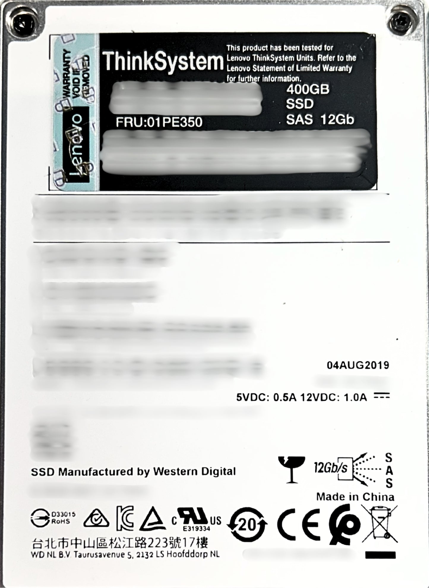 Lenovo 01PE350 400GB 2.5" SS530 Performance SAS 12Gb SSD, Used