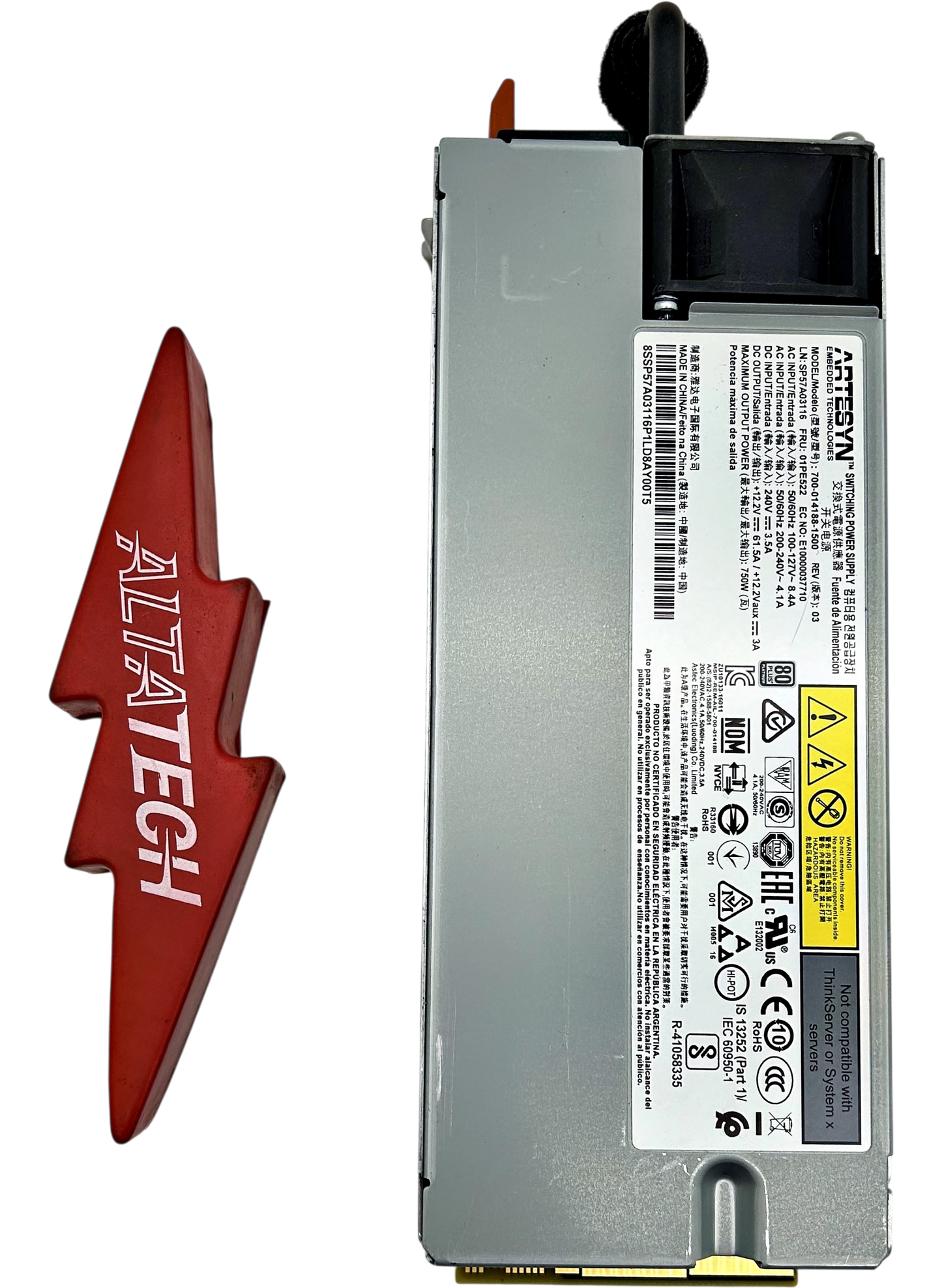 Lenovo 01PE522 750W PLATINUM 230/115V PLATINUM PSU, Used