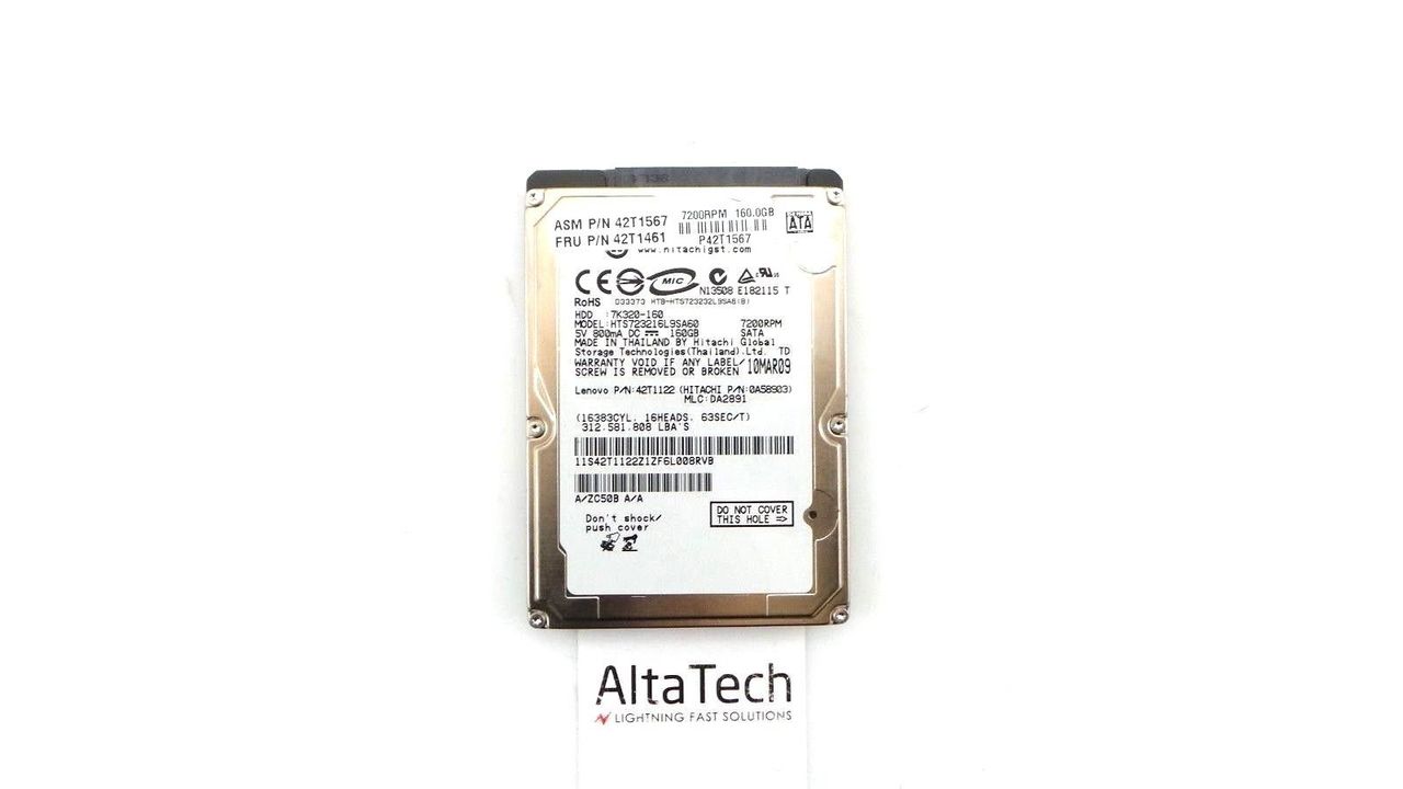 Lenovo 42T1461 160GB 7.2K SATA 2.5" Hard Drive, Used