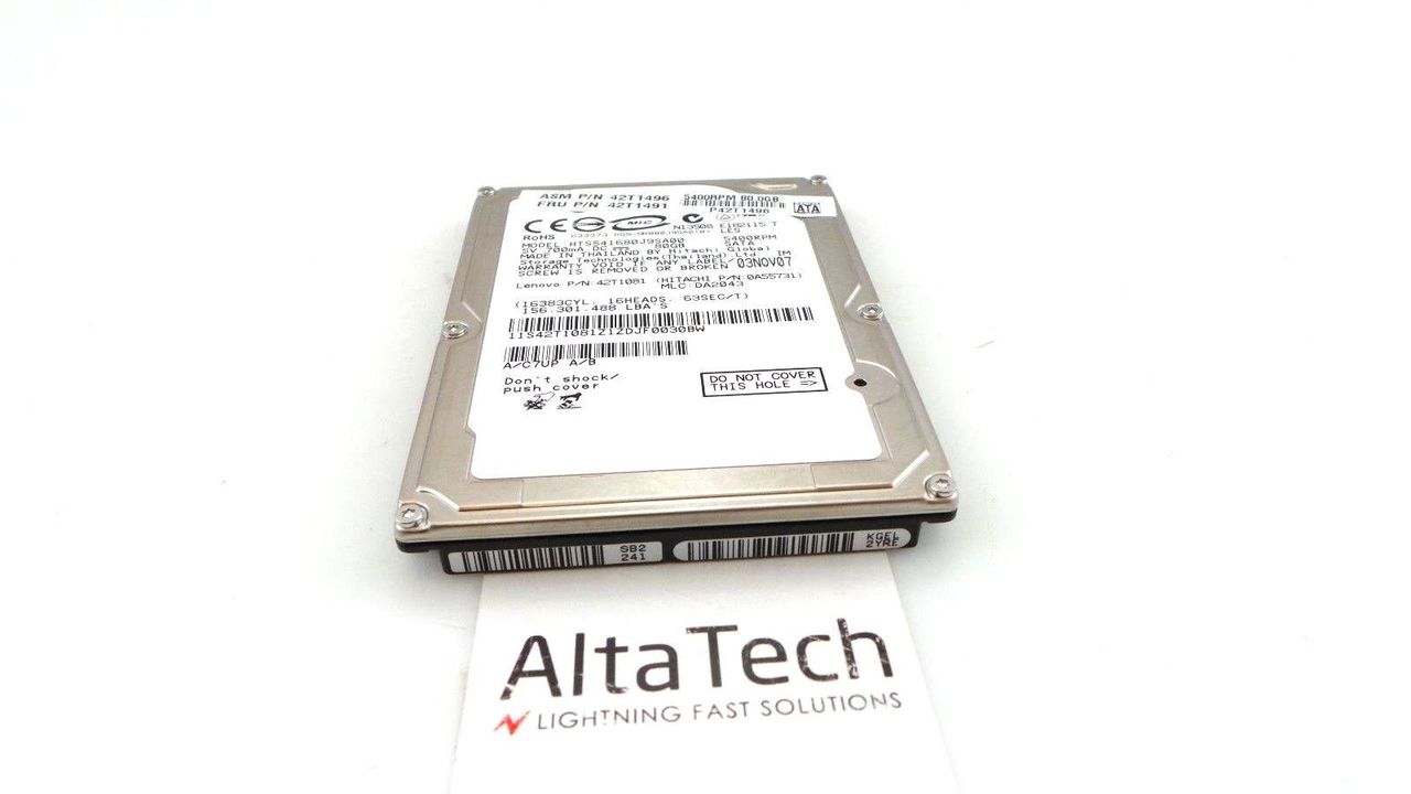 Lenovo 42T1491 80GB 5.4K SATA 2.5" Hard Drive, Used