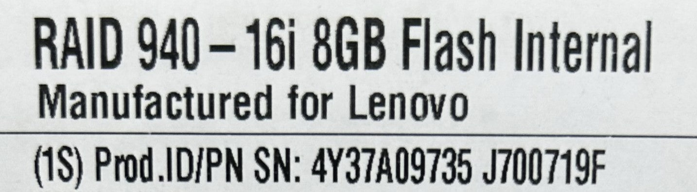 Lenovo 4Y37A09735 ThinkSystem RAID 940-16i 8GB Raid Controller, Used