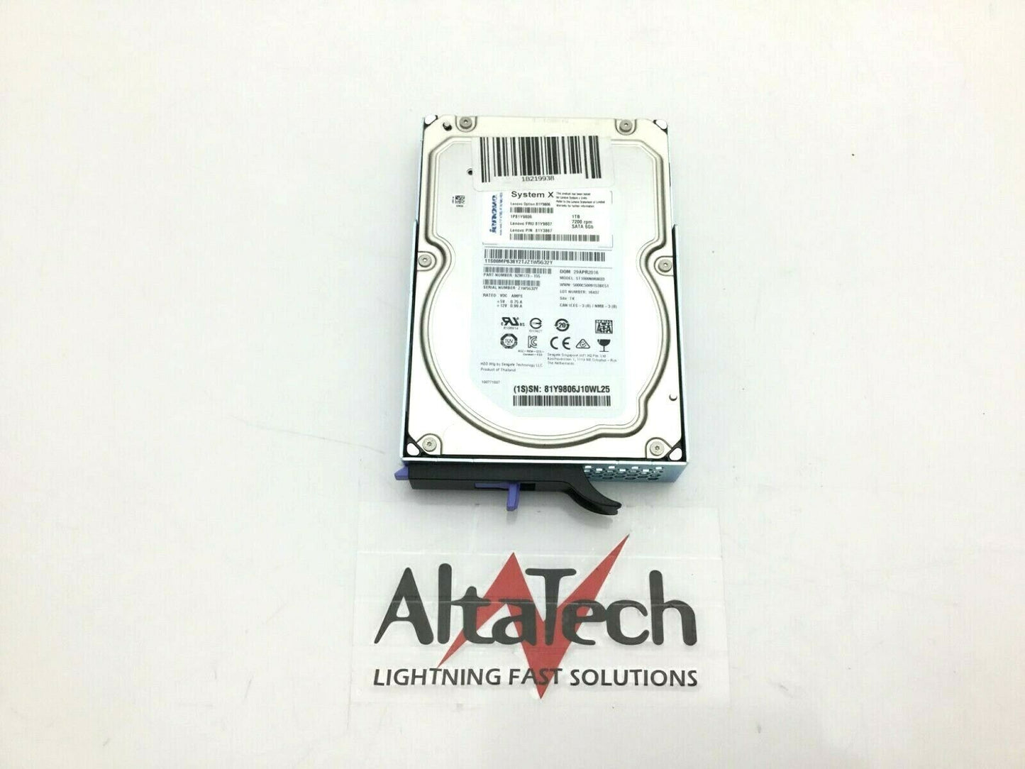 Lenovo 81Y9807 1 TB 7.2K RPM 6G 3.5-inch SATA Hard Drive, Used