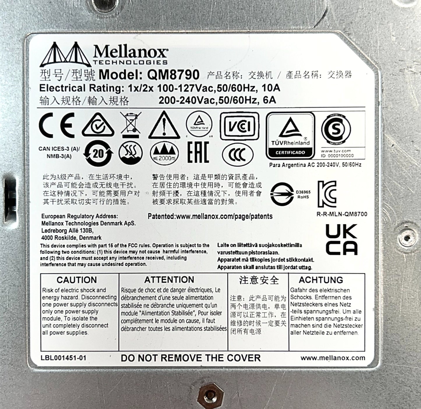 Mellanox MQM8790-HS2F 40-port 200Gb/s InfiniBand Edge Switch, Non-Blocking Externally Managed HDR, Used