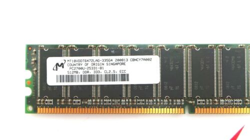 Micron MT18VDDT6472LAG 512MB PC2700U DDR-333 ECC RAM Memory, Used