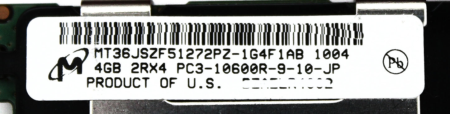 Micron MT36JSZF51272PZ-1G4F 4GB PC3-10600R DDR3-1333 2RX4 ECC, Used
