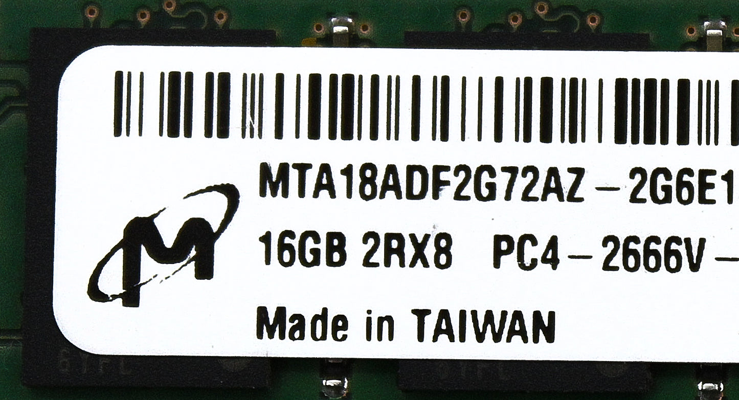 Micron MTA18ADF2G72AZ-2G6E1 16GB 2RX8 PC4-2666V VLP MEMORY, Used