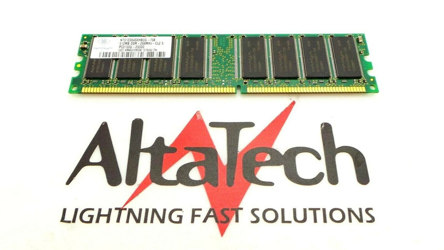 Nanya NT512D64S8HB0G-75B 512MB PC-2100U DDR-266 N-ECC Memory, Used