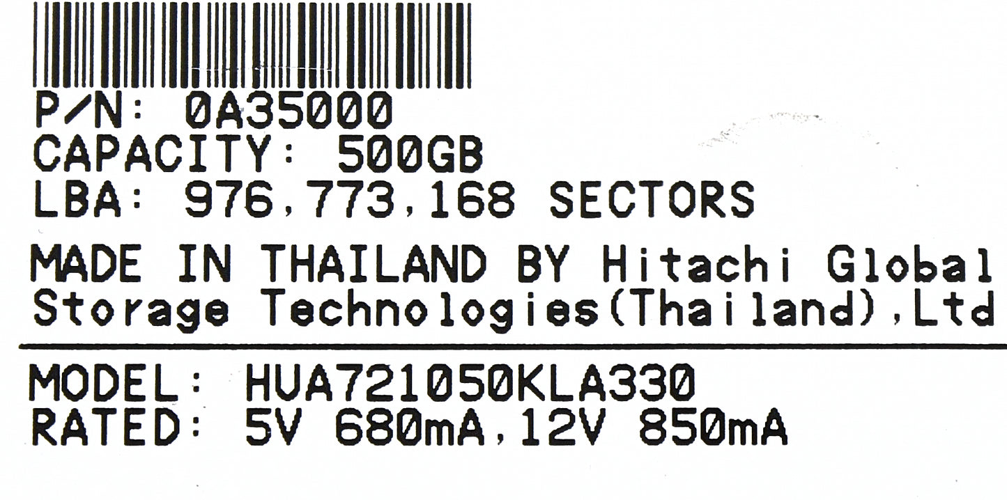 NetApp HUA721050KLA330 Hitachi Ultrastar 500GB 7.2K SATA 3.5" Hard Drive, Used