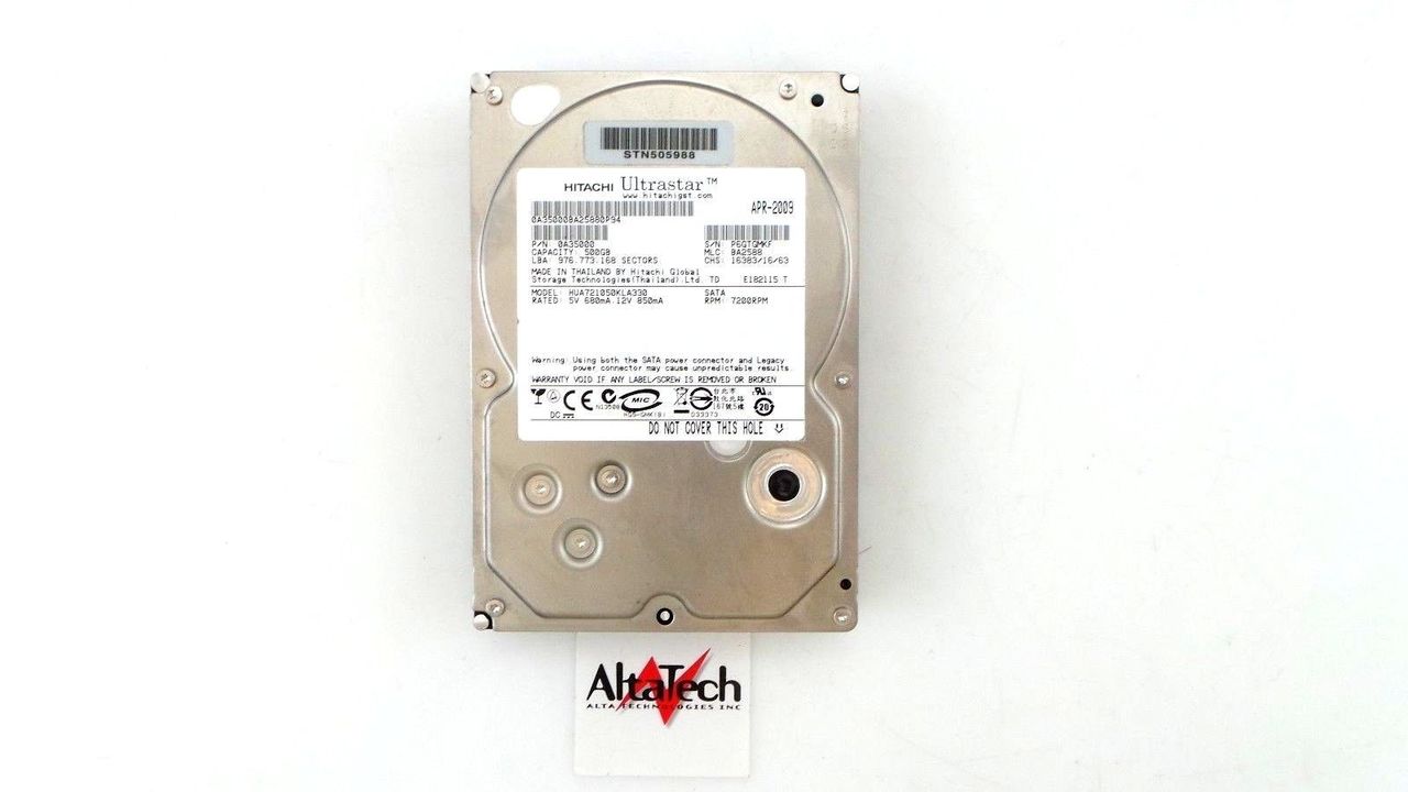 NetApp HUA721050KLA330 Hitachi Ultrastar 500GB 7.2K SATA 3.5" Hard Drive, Used