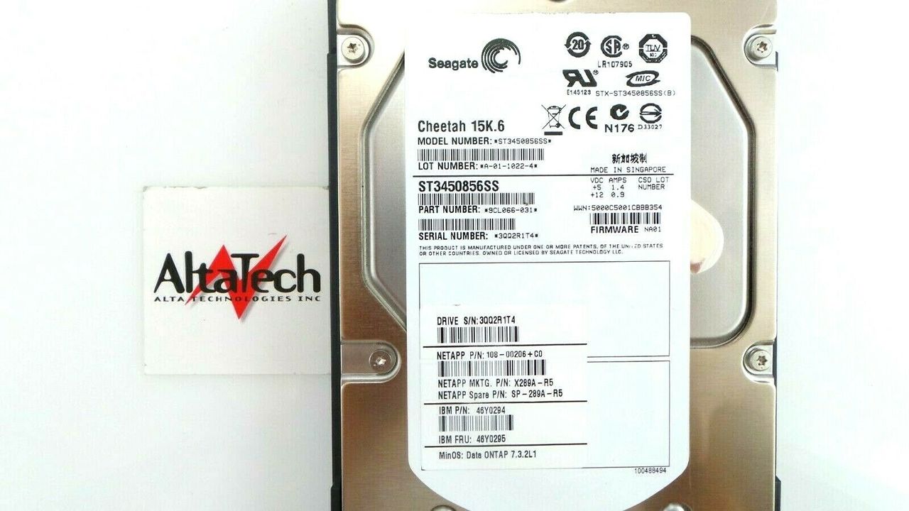 NetApp X289A-R5 Seagate 450GB 15K SAS 3.5" Hard Drive, Used