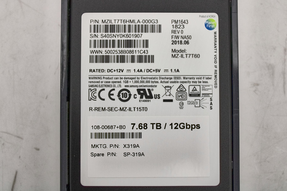 NetApp X319A 7.6TB 12G 2.5" SSD FOR DS224C, Used