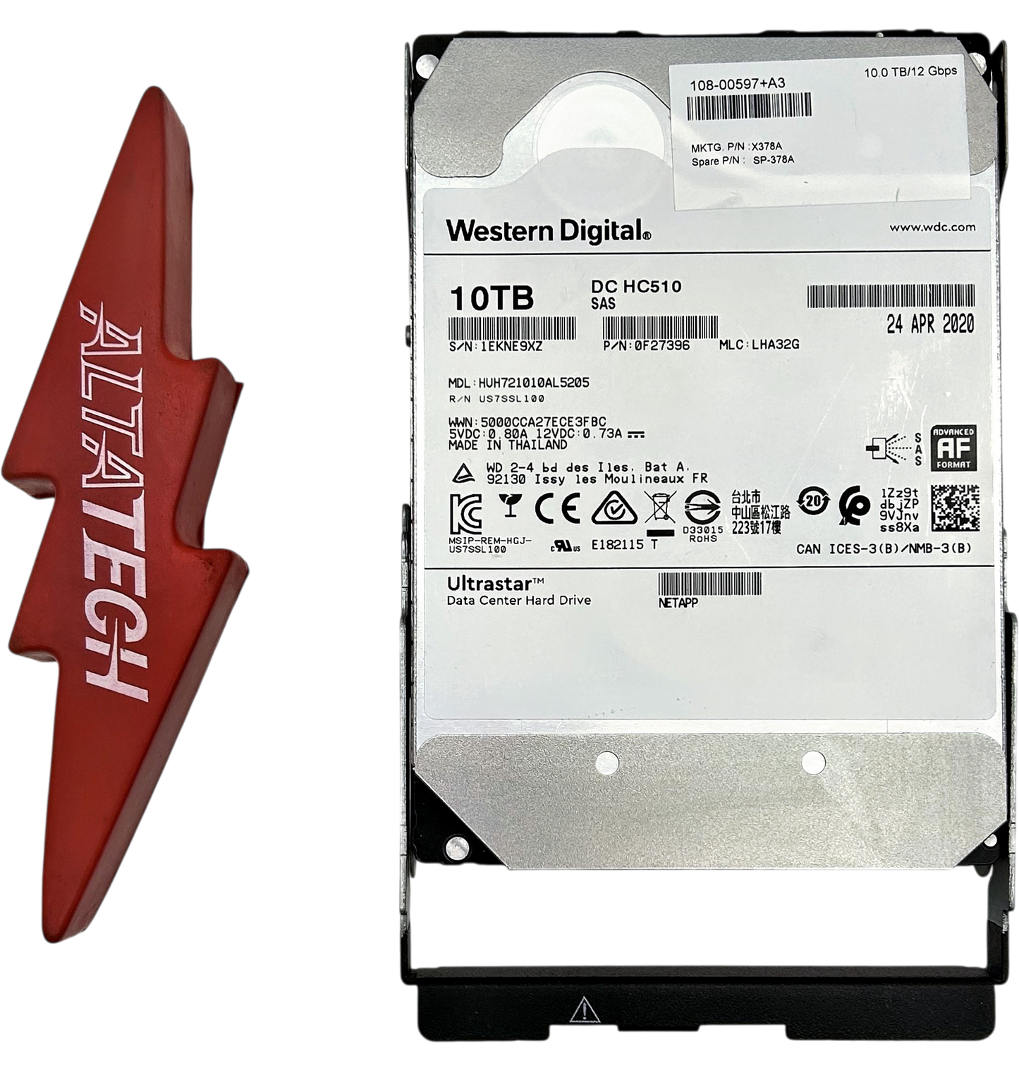 NetApp X378A 10TB 7.2K 3.5" NSE HDD DS460C, Used