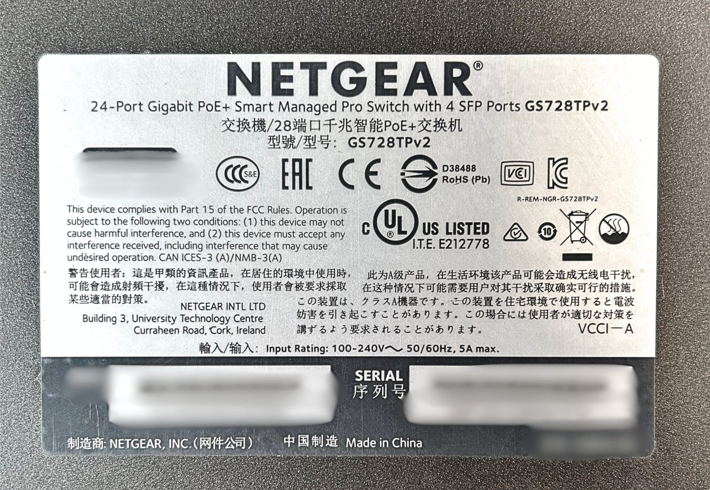 NETGEAR GS728TP NetGear ProSafe 24-Port Managed Smart Switch, Used
