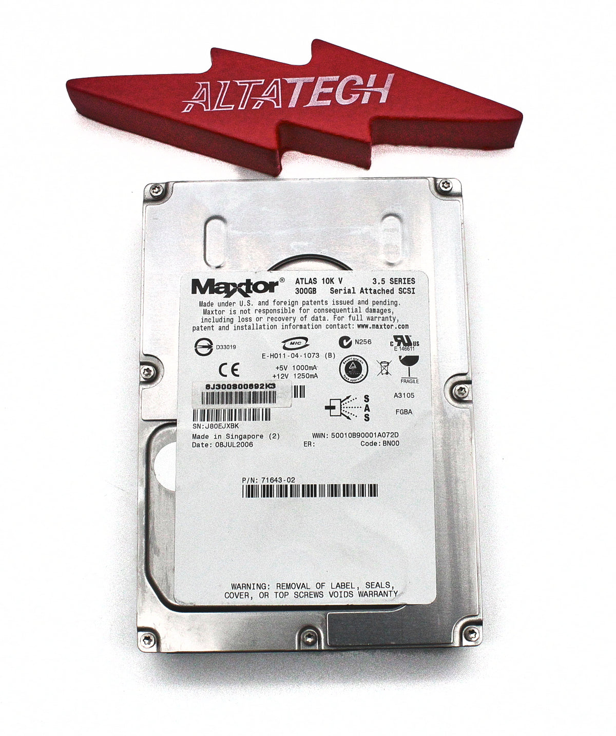 Matrox 8J300S00892K3 Maxtor 8J300S00892K3 Atlas 300GB 10K SAS 3.5" HDD EQL HDD Hard Drive, Used