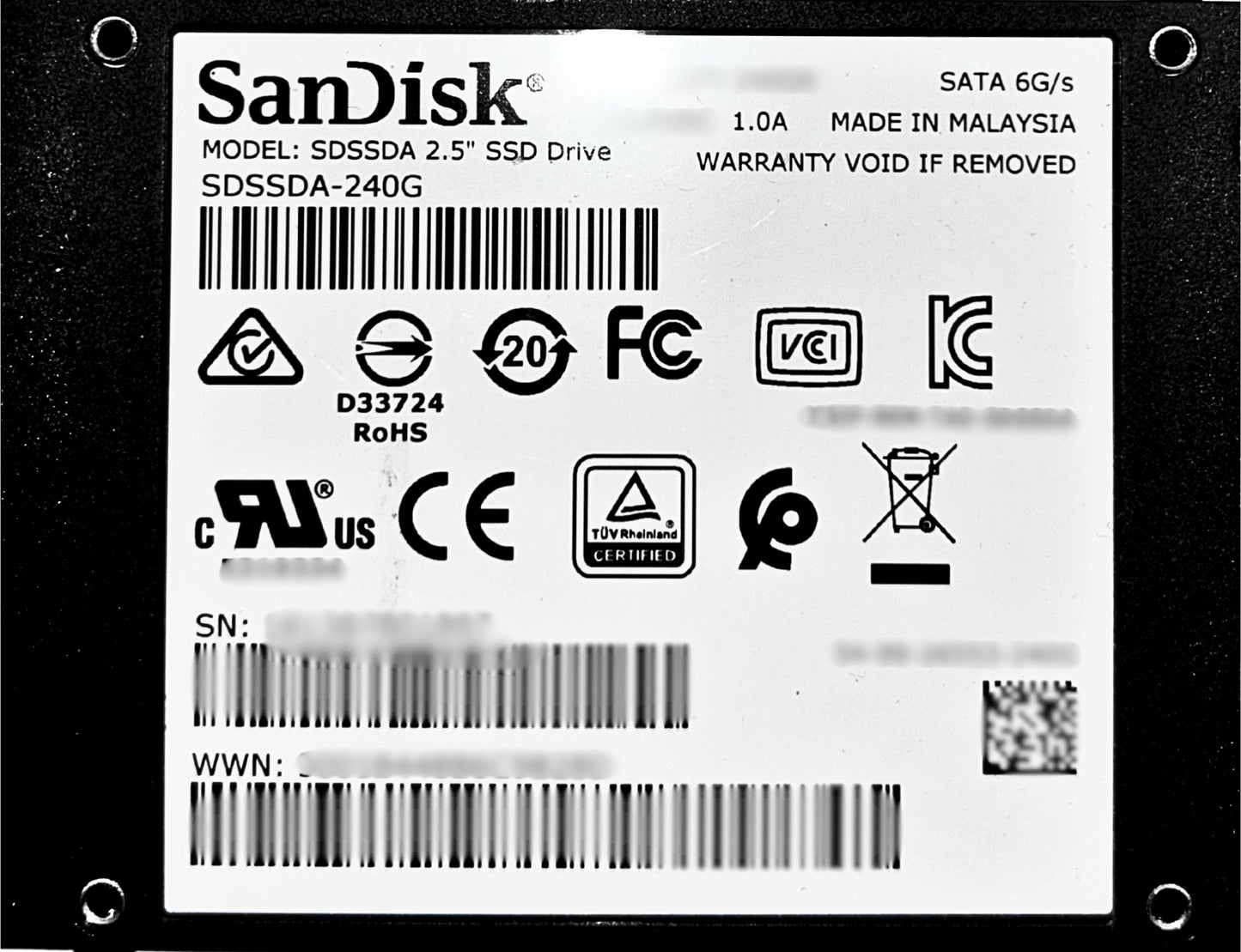 SanDisk SDSSDA-240G 240GB SSD Sata 2.5 6g SanDisk, Used