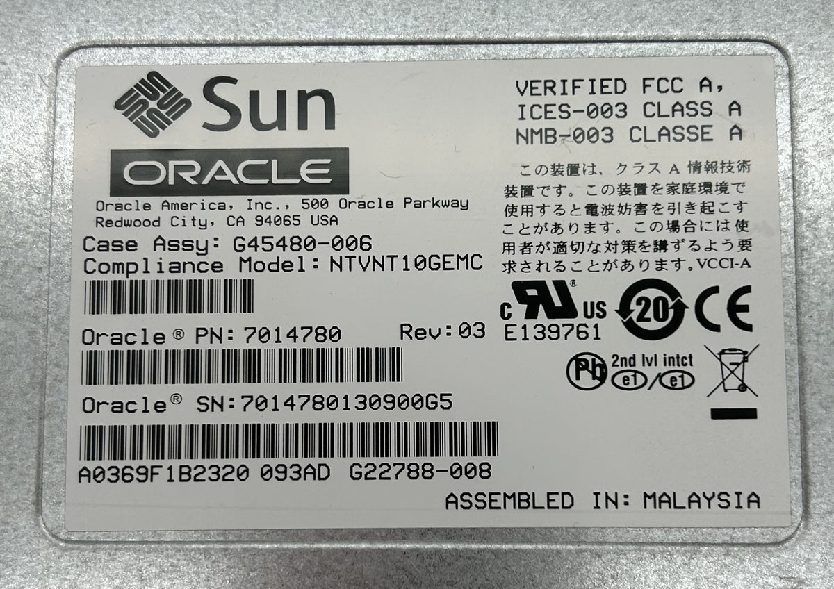 Oracle 7014780 DUAL 10GB BASE-T PCIE 2.0, Used
