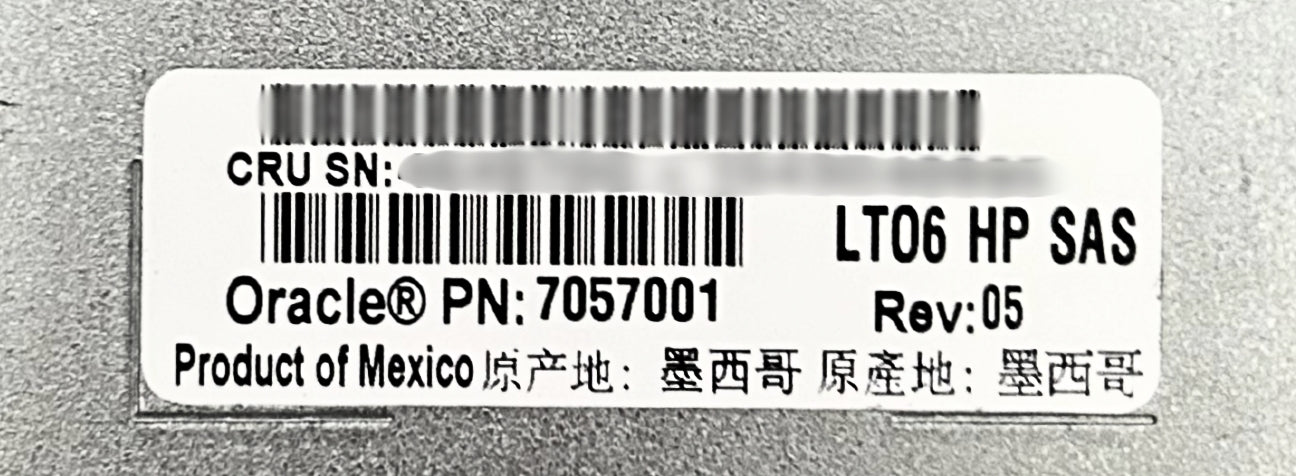 Oracle 7057001 LTO6 (hp) HH SAS Tape Drive Module for SL150, Used