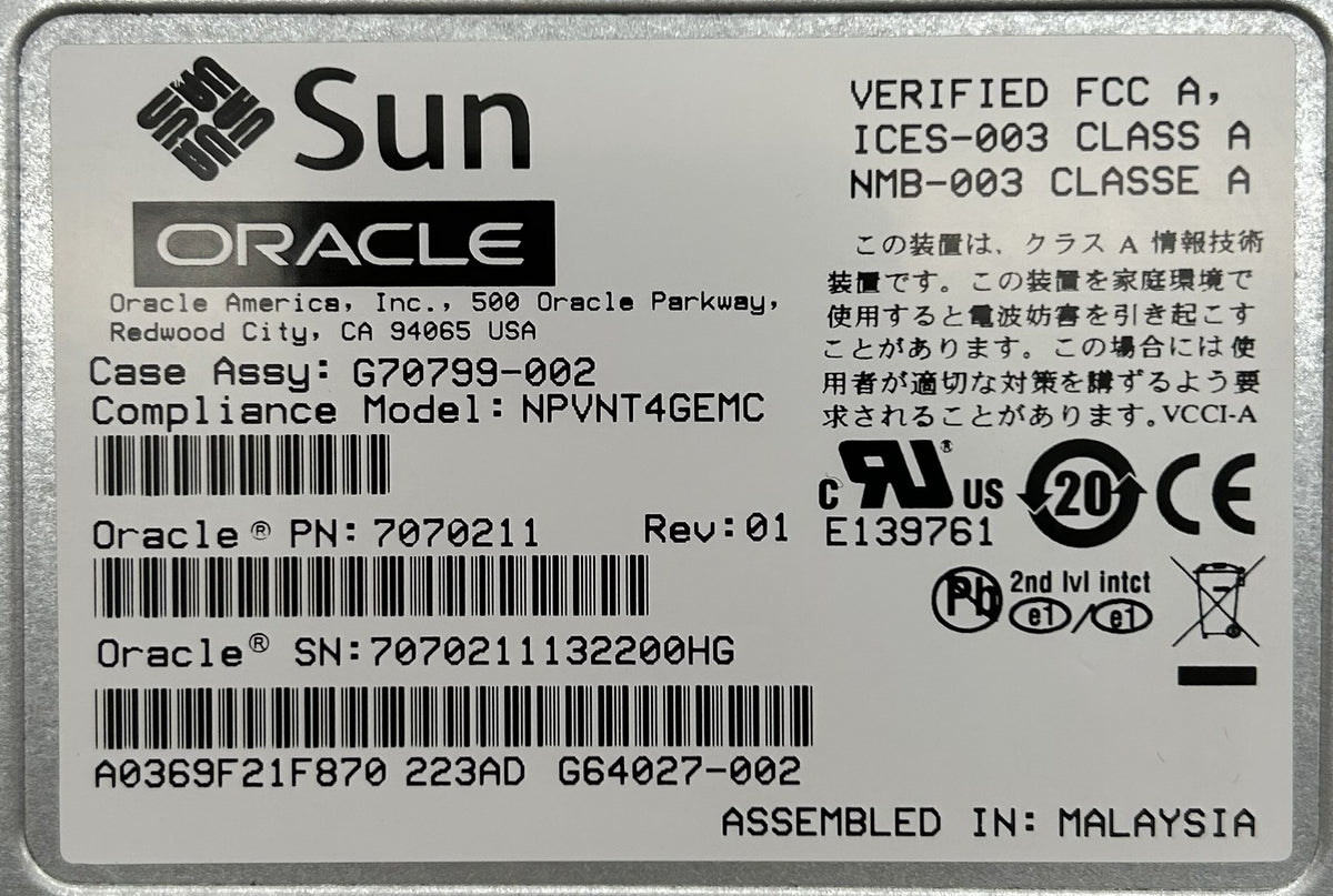 Oracle 7070211 Quad Gigabit Ethernet PCIE 2.0, Used