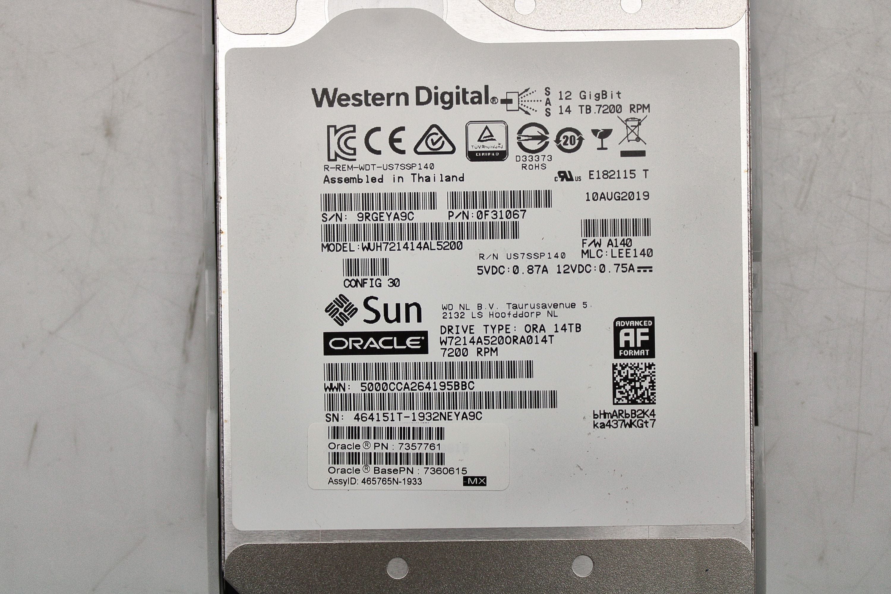 Sun Oracle 7357761 14TB 7.2K 3.5 12G SAS-3 HDD Hard Disc Dri