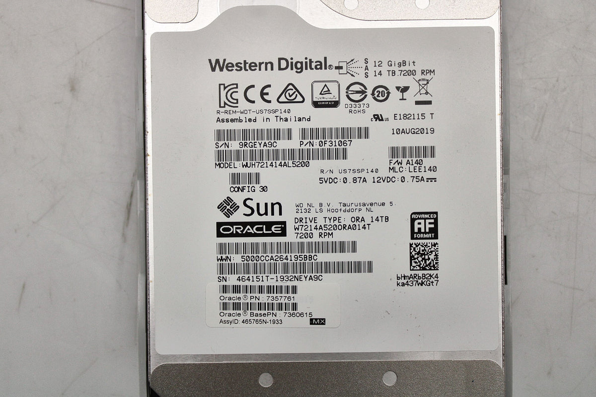Oracle 7357761 14TB 7.2K SAS-3, Coral Bracket, Used