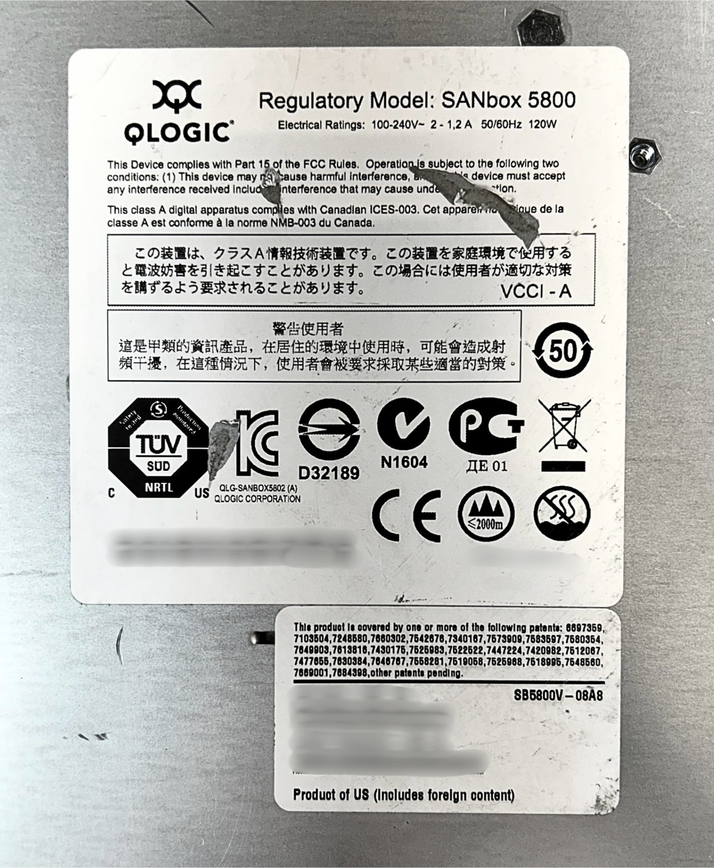QLogic SB5800V-08A8 SanBox 5800 20-Port 8GB Fibre Channel Managed SAN Switch, Used