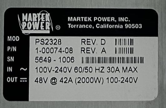 QUANTUM 1-00074-08 2000W Power Supply I2000/I6000, Used