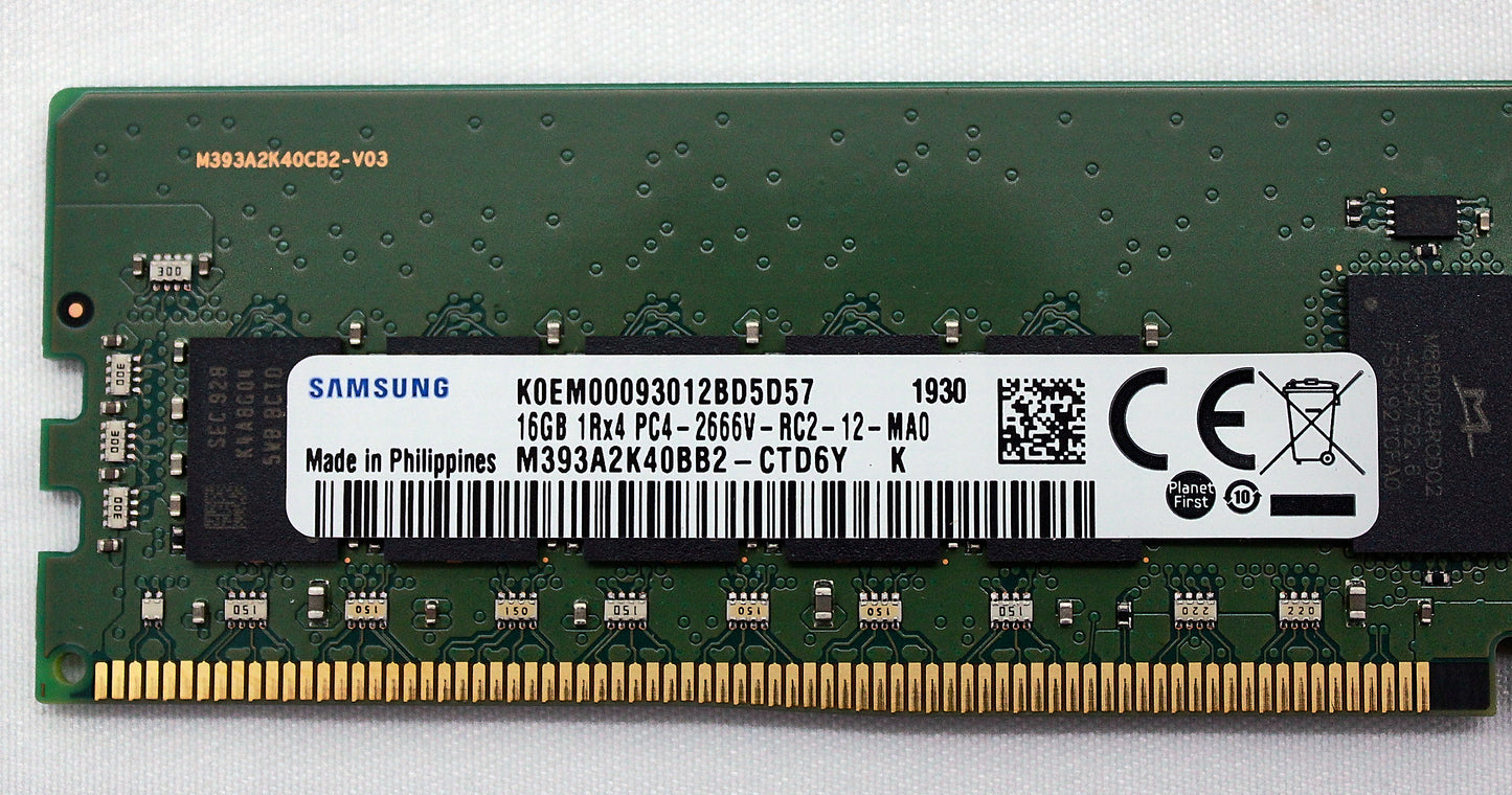 Samsung M393A2K40BB2-CTD 16GB PC4-21300V DDR4-2666 1RX4 ECC, Used