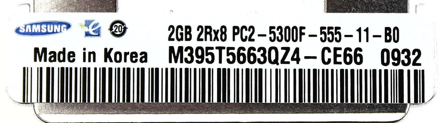 Samsung M395T5663QZ4-CE66 2GB PC2-5300F DDR2-667 2RX8 ECC, Used