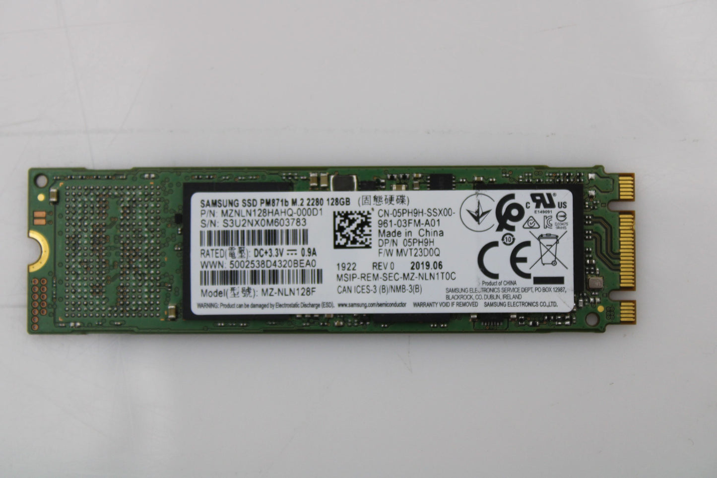 Samsung MZNLN128HAHQ-00D1 128GB SSD M.2 SATA, Used