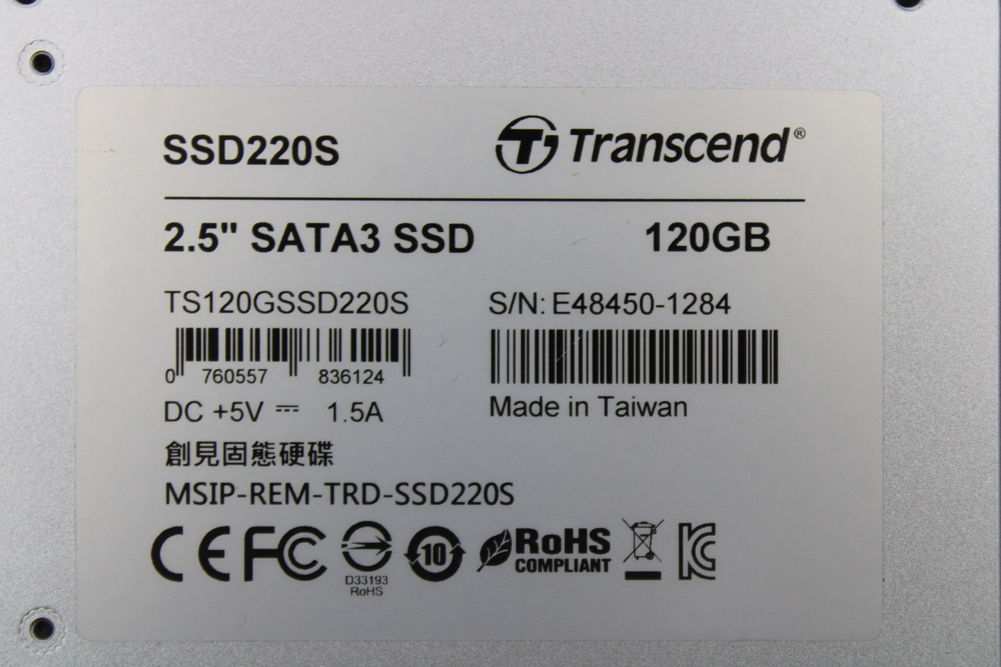 Samsung TS120GSSD220S 120GB SSD SATA 2.5" 3G, Used