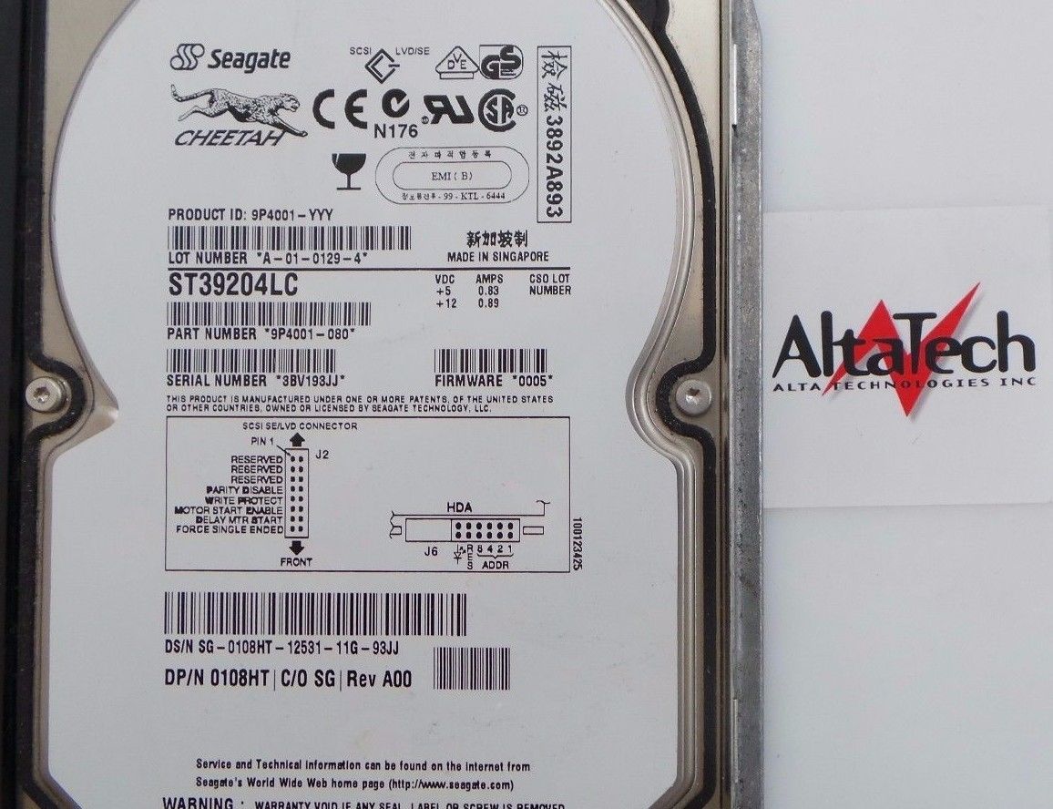 Seagate 108HT 9.1GB 10K U160 3.5" Hard Drive, Used