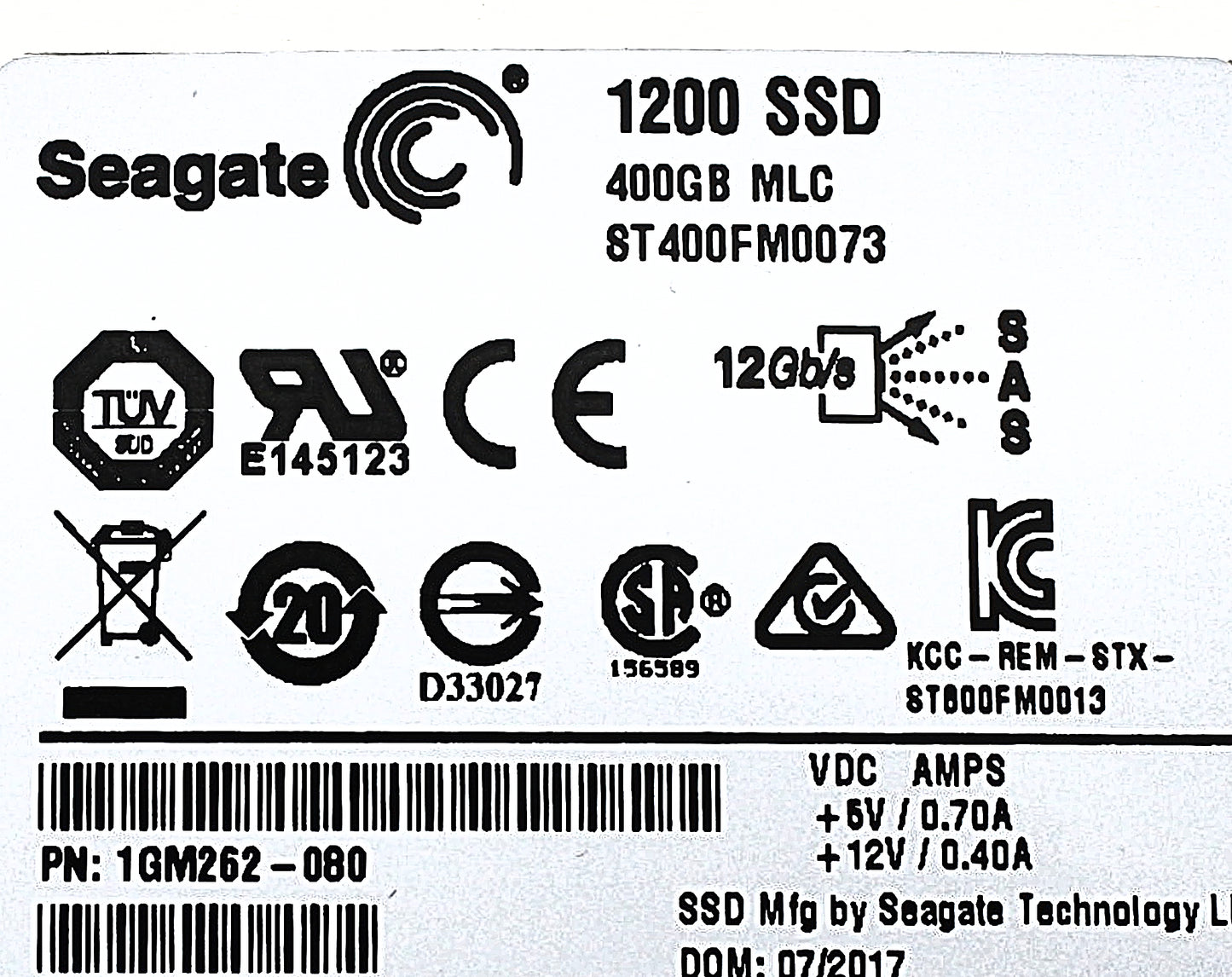 Seagate 1GM262-080 SEAGATE 1200 SSD 2.5" 400GB, Used