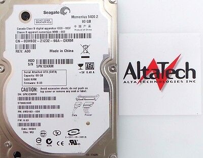 Seagate DH932 80GB 5400 RPM 2.5'' SATA 9.5MM Hard Drive, Used