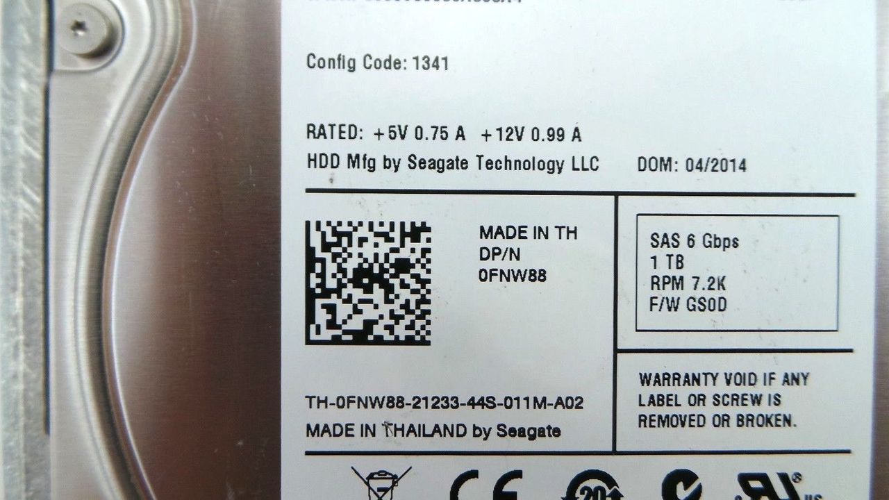 Seagate ST1000NM0023 1TB 7.2K SAS 3.5" 6, Used