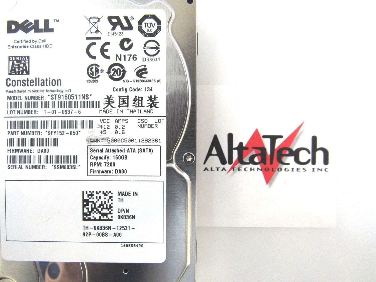 Seagate ST9160511NS Seagate ST9160511NS 160GB 7.2K SATA 2.5" 3G HDD Dell 9FY152-050 Hard Disc Drive, Used