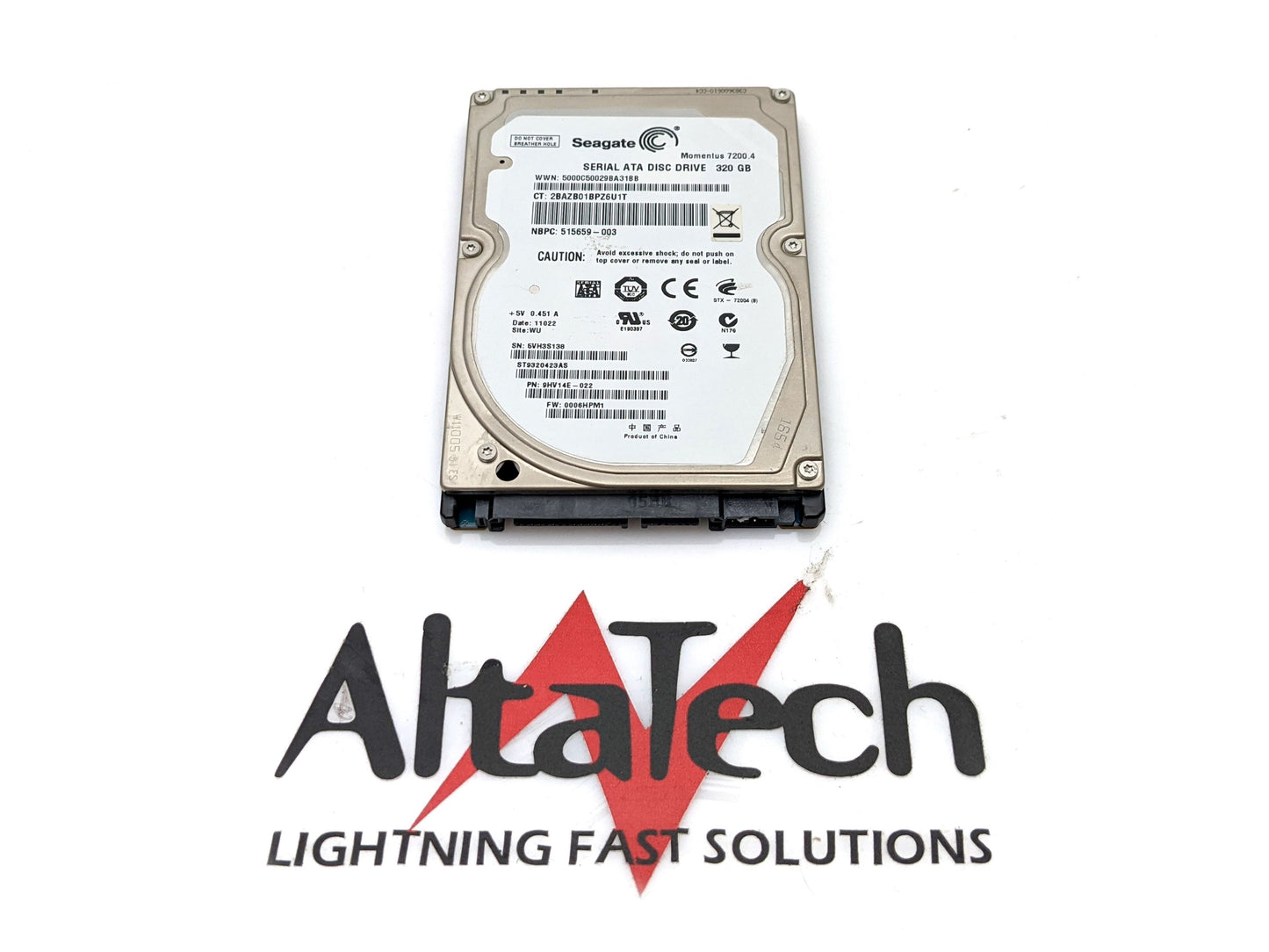 Seagate ST9320423AS 320GB SFF 3G SATA Laptop Hard Disk Drive, Used