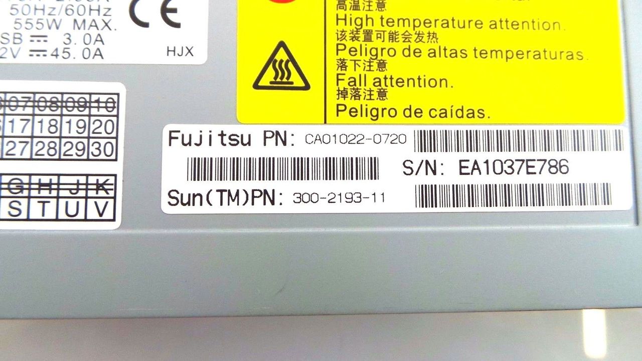 Sun Microsystems 300-2193 SPARC Enterprise M3000 555W Power Supply Unit, Used