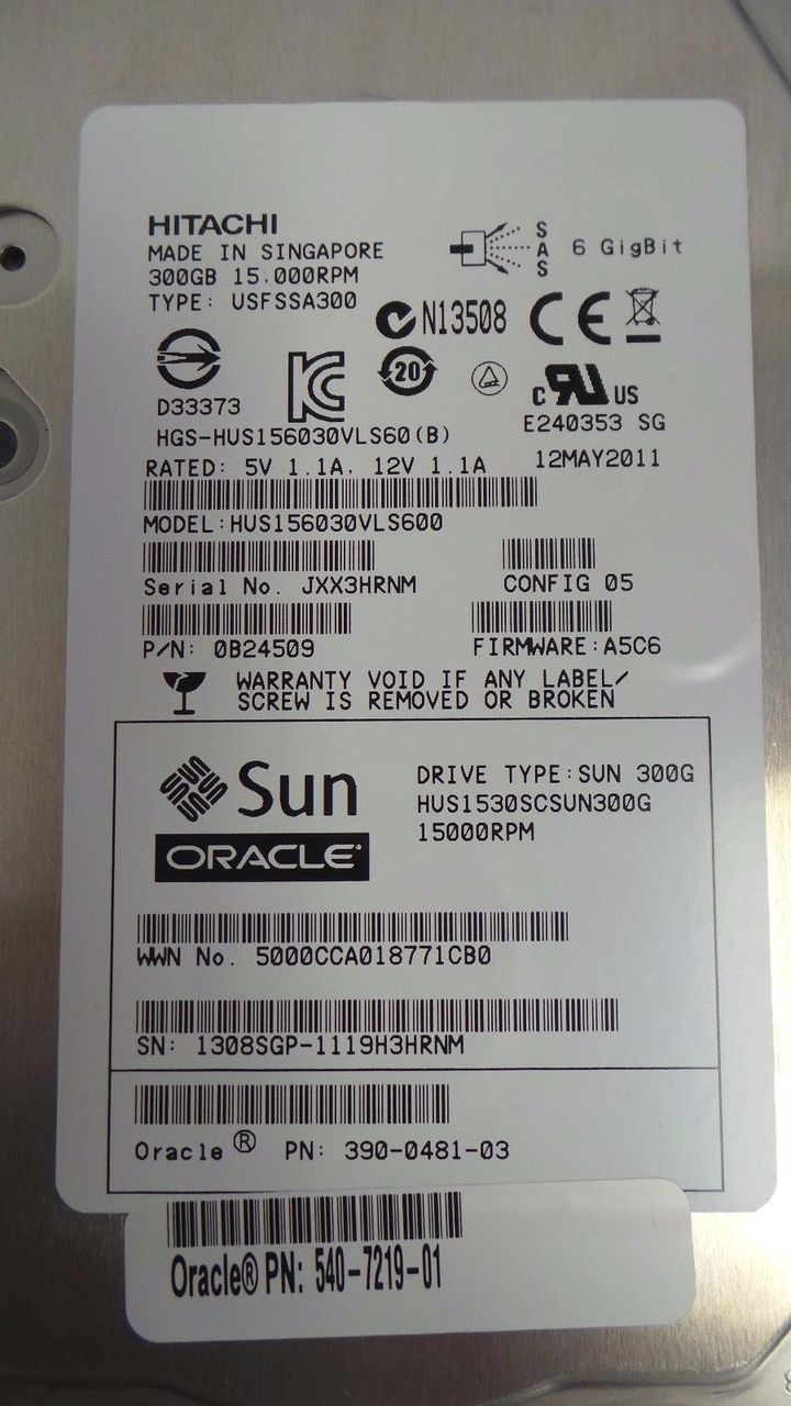 Sun Microsystems 540-7219 300GB 15K SAS Hard Drive, Used