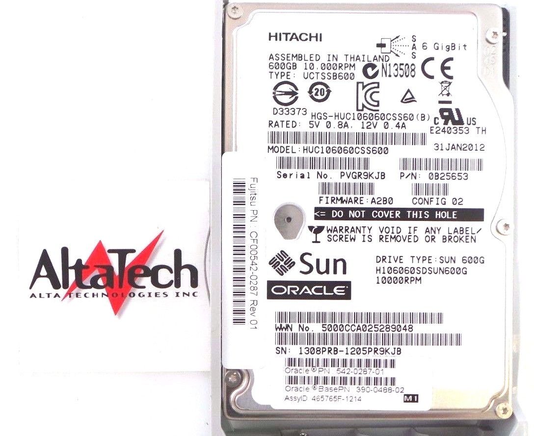 Sun Microsystems 542-0287 Hitachi 600GB 10K SAS Hard Drive, Used