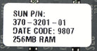 Sun Microsystems 370-3201 256MB DIMM 60NS, Used