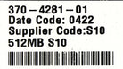 Sun Microsystems 370-4281 512MB DIMM, Used