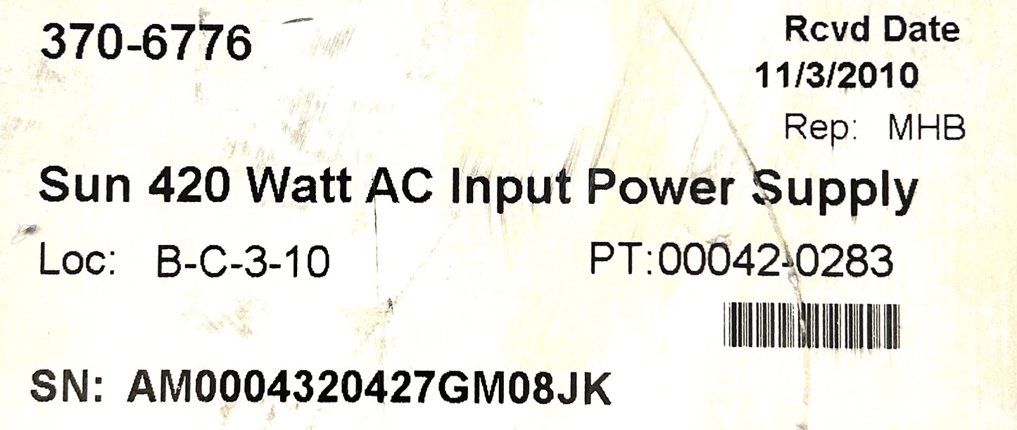 Sun Microsystems 370-6776 420W AC POWER, Used